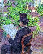  Henri  Toulouse-Lautrec Desire Dihau Reading a Newspaper in the Garden oil painting reproduction